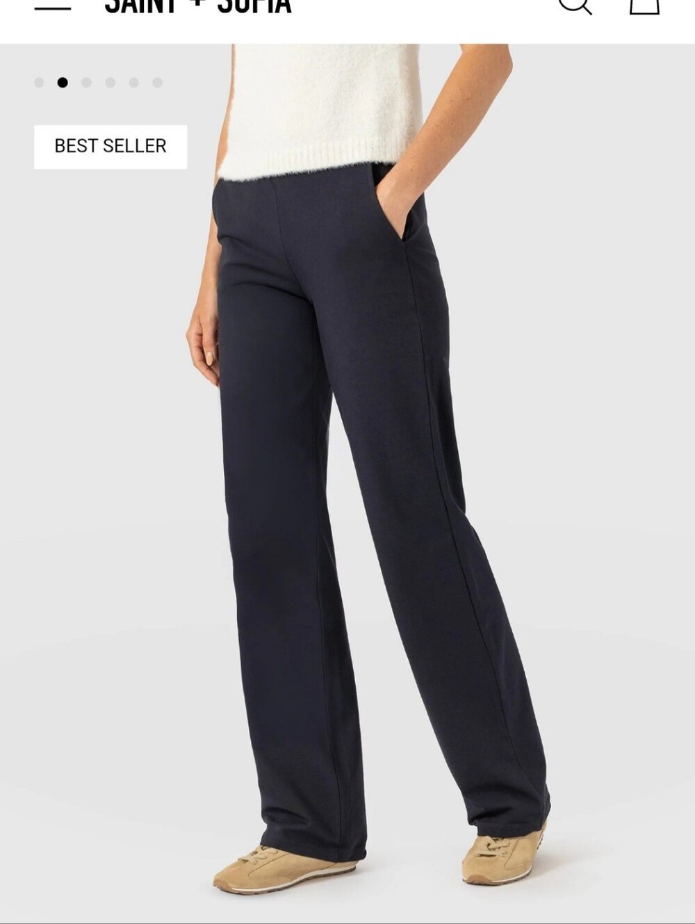 SAINT & SOFIA Apartment Pants Black Organic Cotton Sz US8 34" Inseam NWT